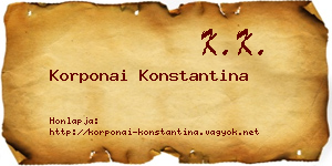 Korponai Konstantina névjegykártya